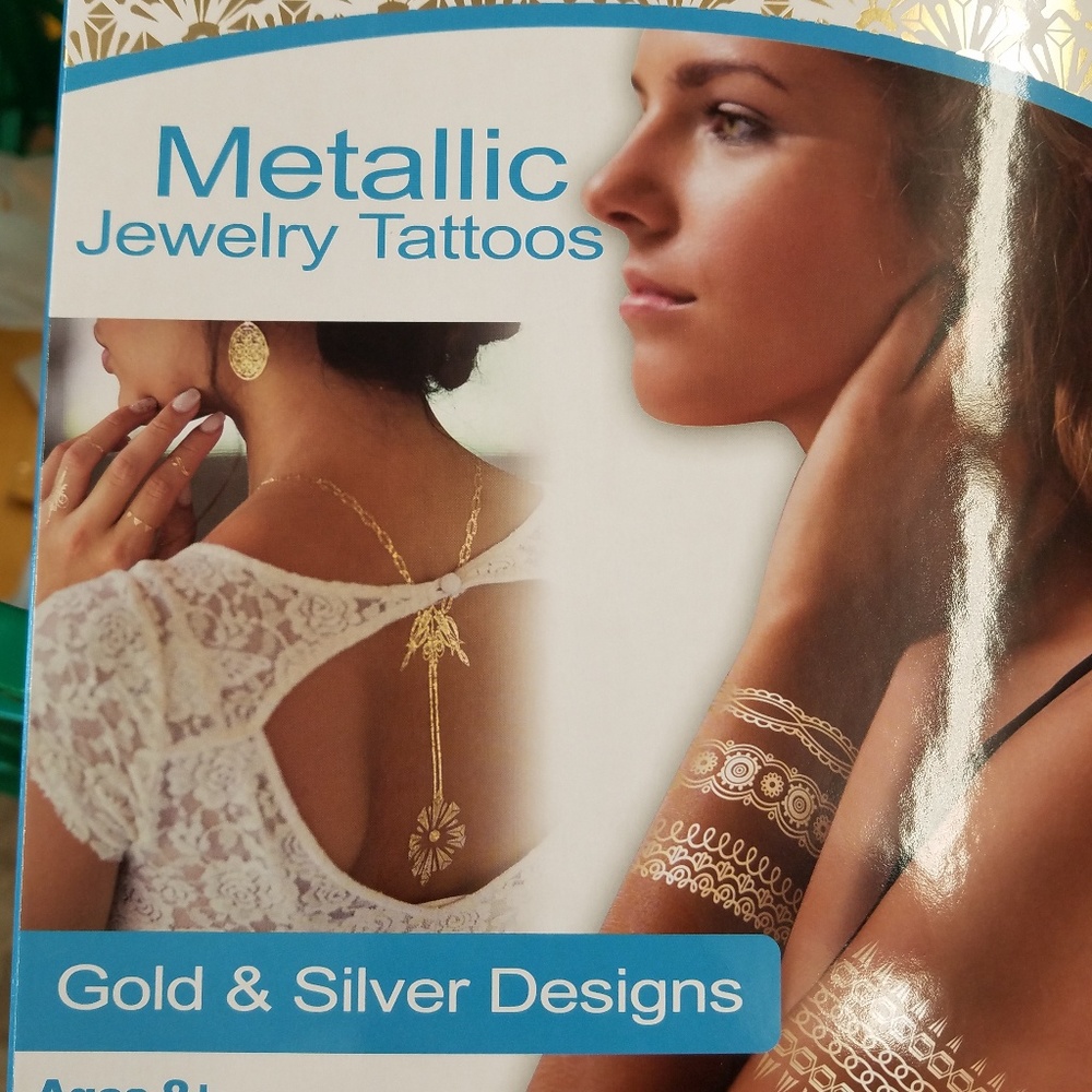 Silver an Gold metallic tattoo teen or women